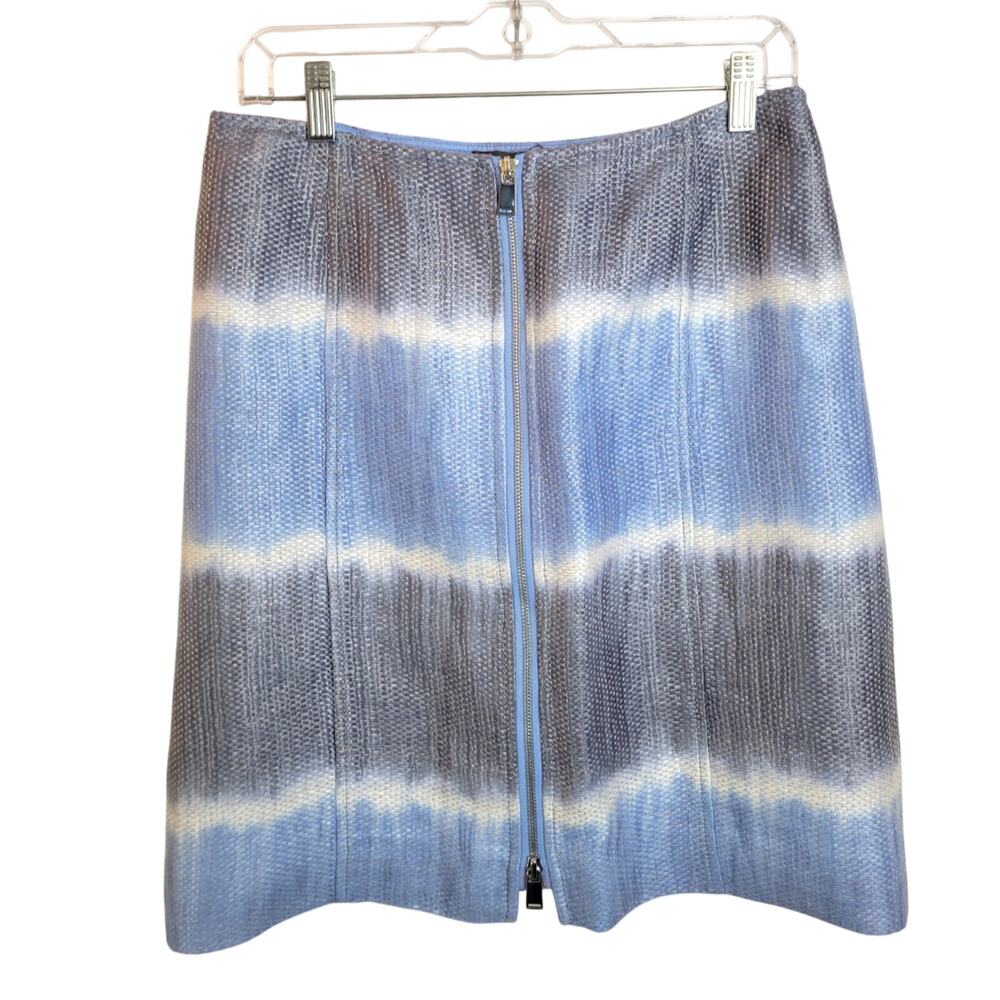 Per Se Blue Tie Dye Weave Linen Zipper Pencil Straight Skirt Women's Size 8